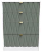Las Vegas White and Green 4 Drawer Deep Chest
