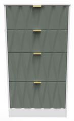 Las Vegas White and Green 4 Drawer Deep Midi Chest