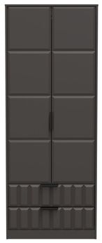 New York Graphite 2 Door 2 Drawer Tall Wardrobe
