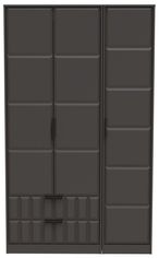 New York Graphite 3 Door Tall Triple Wardrobe - LHF 2 Drawers
