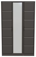 New York Graphite 3 Door Tall Triple Wardrobe - 1 Mirror
