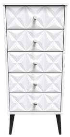 Pixel White 5 Drawer Narrow Chest