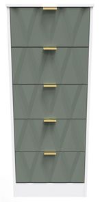 Las Vegas White and Green 5 Drawer Narrow Chest