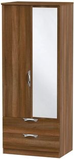 Camden Walnut Effect 2 Door Combi Wardrobe - 1 Mirror