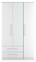 Worcester White 3 Door Tall Combi Wardrobe - LHF 2 Drawers