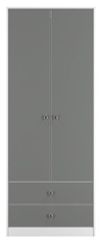 Padstow Grey and White 2 Door 2 Drawer Tall Wardrobe