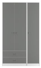 Padstow Grey and White 3 Door Tall Triple Wardrobe - LHF 2 Drawers