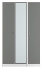 Padstow Grey and White 3 Door Tall Triple Wardrobe - 1 Mirror