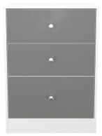 Padstow Grey and White 3 Drawer Bedside Cabinet