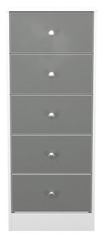 Padstow Grey and White 5 Drawer Narrow Chest