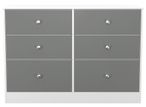 Padstow Grey and White Matt 6 Drawer Midi Chest