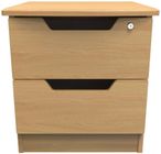 Bella Oak Effect 2 Drawer Bedside Cabinet with Lock