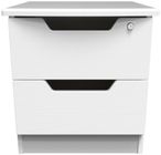Bella White 2 Drawer Bedside Cabinet with Lock