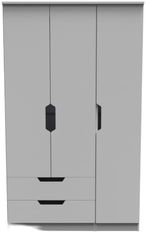 Bella Grey Ash 3 Door Triple Wardrobe - LHF 2 Drawers