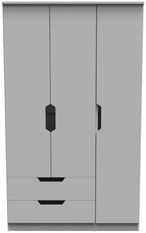 Bella Grey 3 Door Triple Wardrobe - LHF 2 Drawers