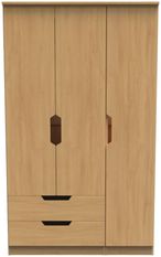 Bella Oak Effect 3 Door Triple Wardrobe - LHF 2 Drawers