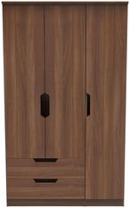 Bella Walnut Effect 3 Door Triple Wardrobe - LHF 2 Drawers
