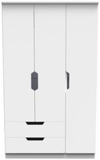 Bella White 3 Door Triple Wardrobe - LHF 2 Drawers
