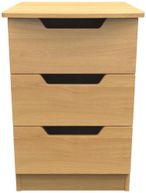 Bella Oak Effect 3 Drawer Bedside Cabinet