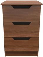 Bella Walnut Effect 3 Drawer Bedside Cabinet