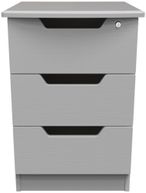 Bella Grey Ash 3 Drawer Bedside Cabinet with Lock