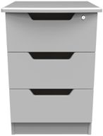 Bella Grey 3 Drawer Bedside Cabinet with Lock