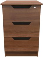 Bella Walnut Effect 3 Drawer Bedside Cabinet with Lock