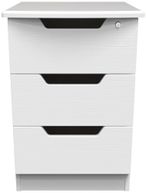 Bella White 3 Drawer Bedside Cabinet with Lock