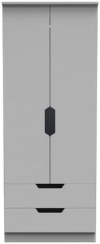 Bella Grey Ash 2 Door 2 Drawer Double Wardrobe
