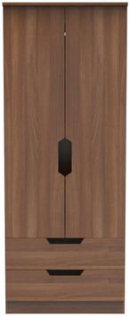 Bella Walnut Effect 2 Door 2 Drawer Double Wardrobe