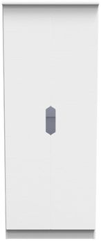 Bella White 2 Door Plain Tall Wardrobe
