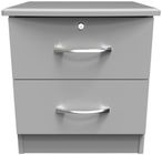 Eve Grey 2 Drawer Bedside Cabinet with Lock