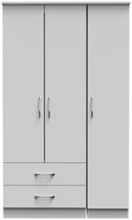 Eve Grey 3 Door Tall Triple Wardrobe - LHF 2 Drawers