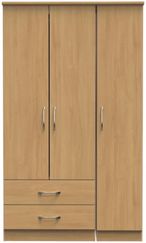 Eve Oak Effect 3 Door Tall Triple Wardrobe - LHF 2 Drawers