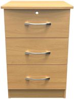 Eve Oak Effect 3 Drawer Bedside Cabinet with Lock