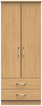 Eve Oak Effect 2 Door 2 Drawer Double Wardrobe