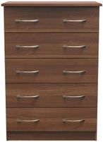 Eve Walnut Effect 5 Drawer Chest