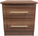 Faye Walnut Effect 2 Drawer Bedside Cabinet