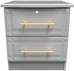 Faye Grey Ash 2 Drawer Bedside Cabinet with Lock