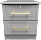 Faye Grey 2 Drawer Bedside Cabinet with Lock