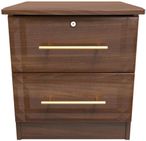 Faye Walnut Effect 2 Drawer Bedside Cabinet with Lock