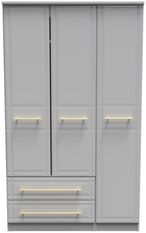Faye Grey Ash 3 Door Triple Wardrobe - LHF 2 Drawers