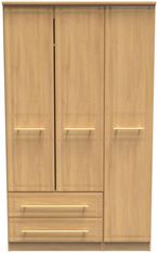Faye Oak Effect 3 Door Triple Wardrobe - LHF 2 Drawers