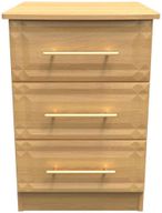 Faye Oak Effect 3 Drawer Bedside Cabinet