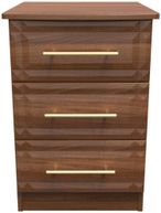 Faye Walnut Effect 3 Drawer Bedside Cabinet