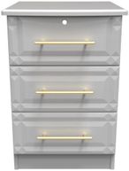 Faye Grey Ash 3 Drawer Bedside Cabinet with Lock