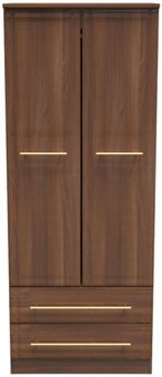 Faye Walnut Effect 2 Door 2 Drawer Double Wardrobe