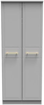 Faye Grey 2 Door Plain Tall Wardrobe