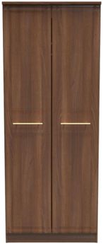 Faye Walnut Effect 2 Door Plain Tall Wardrobe