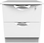 Flora White 2 Drawer Bedside Cabinet with Lock